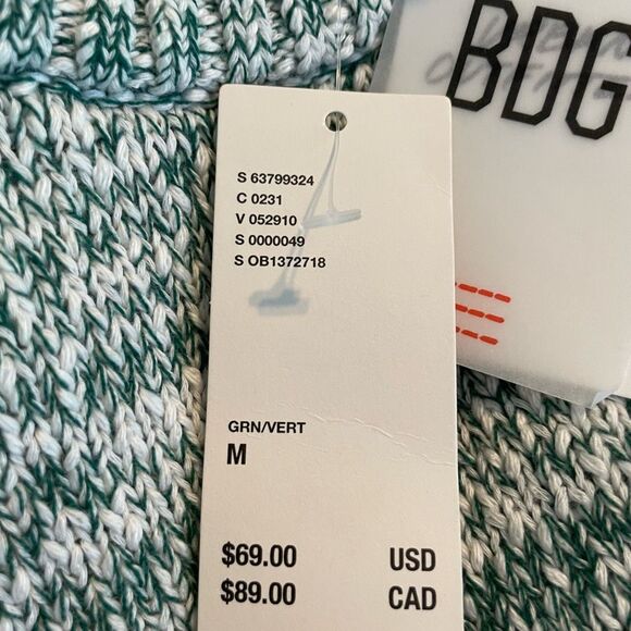BDG Urban Outfitters Clark Crewneck Sweater Heather Green White M - Picture 5 of 9